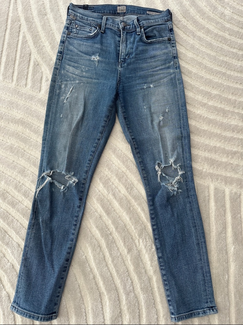 Citizens Of Humanity Distressed Medium Blue Skinny Jeans